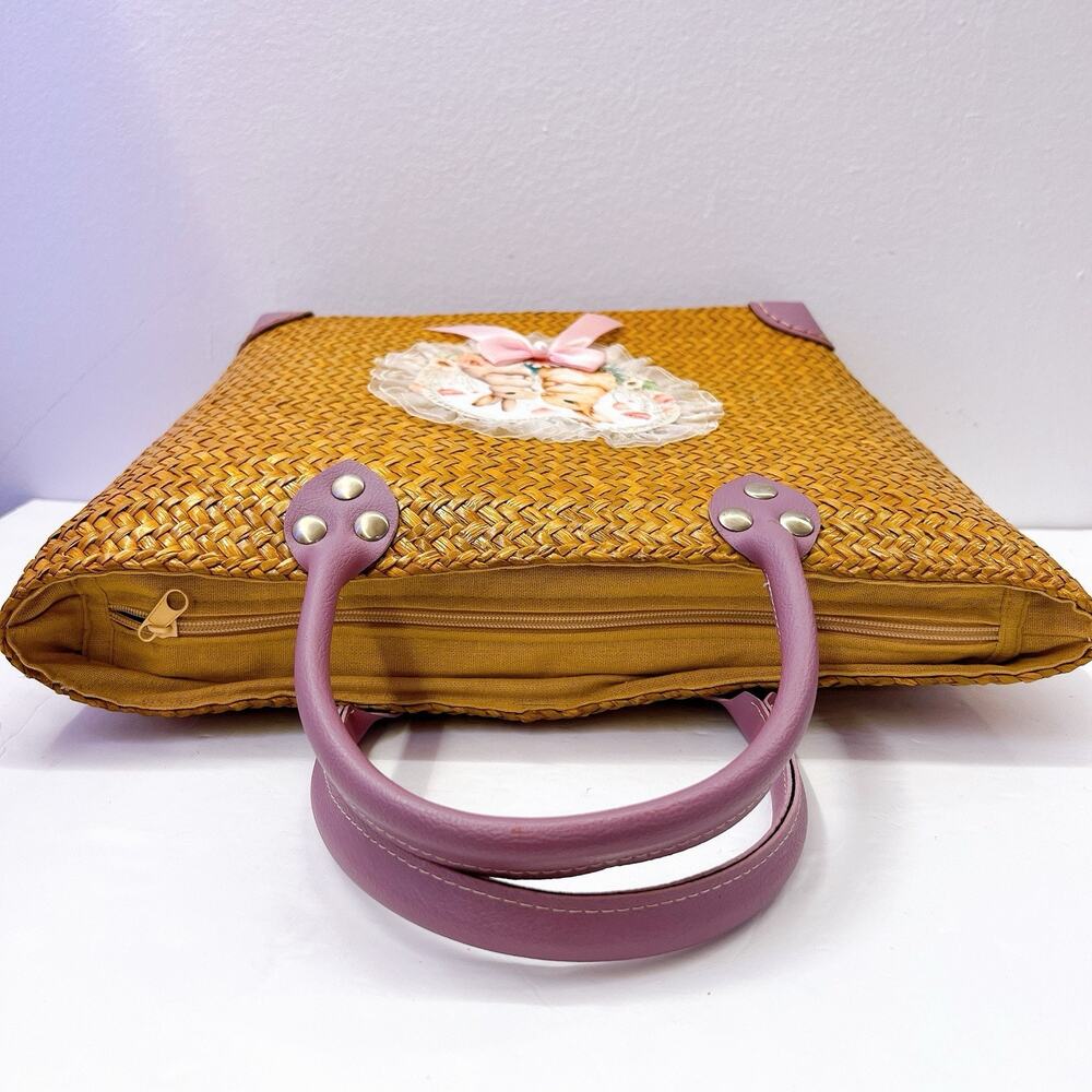 NEW! Handmade Hand Woven Bag Tote Leather Handle From Krachut Plant Unique Purse - Picture 13 of 14